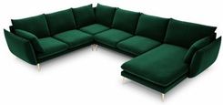 Beso Sofa Panoramiczna Butelkowa Zieleń Aksamit Złote Nóżki Elio 8654