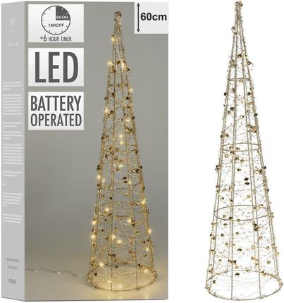 Vilde Choinka Świecąca Stożek Dekoracyjna Złota 30 Led 60 Cm 12891