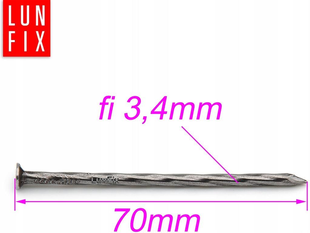 Chiodi Professionali 3mm Chiodi In Acciaio Lun Fix 3.0x70mm - Confezione Da 5kg (circa 1325 Pezzi), Zincati Chiodi Lun Fix 3.0mm