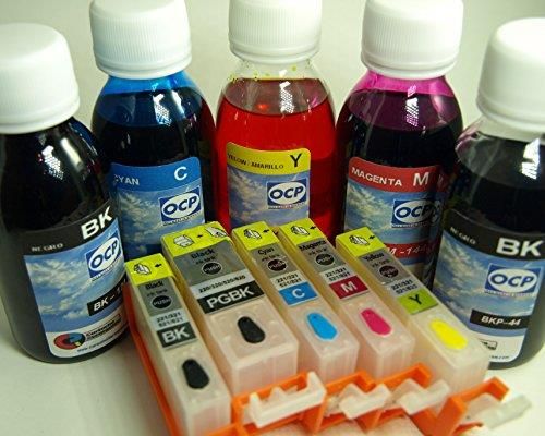 PGI550/CLI551: Kit de 5 cartouches vides rechargeables avec PUCEs