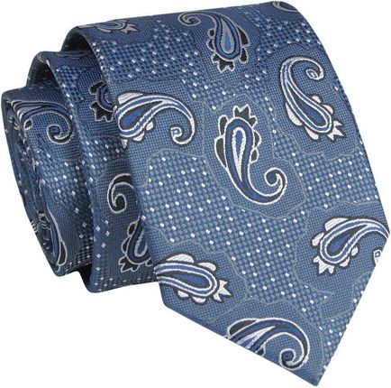 Krawat - ALTIES - Niebieski, Duże Wzory Paisley KRALTS0871