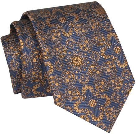 Krawat - ALTIES - Ciemnozłoty, Orientalny Wzór KRALTS0860