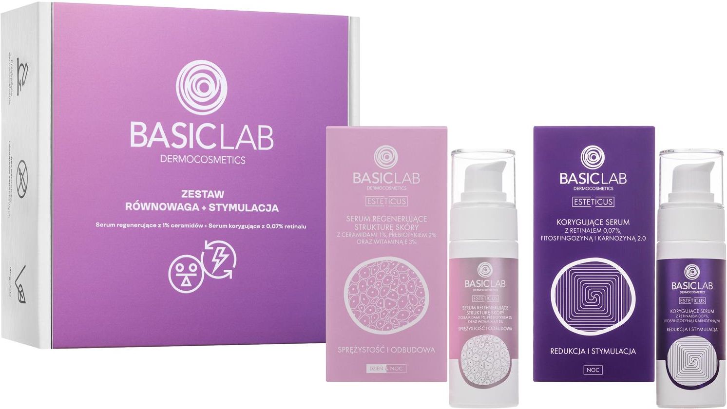 Zestaw dla kobiety Basiclab Równowaga + Stymulacja Zestaw Serum
