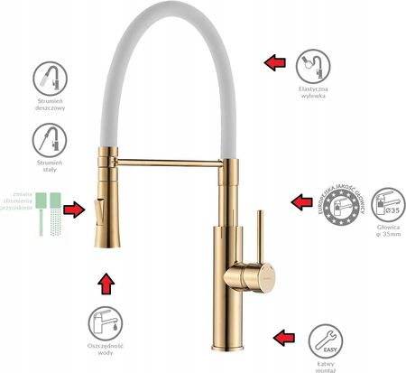 Kuchinox Shire Złota BQHG78D - Bateria kuchenna, typ Stojące
