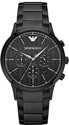 EMPORIO ARMANI CHRONOGRAF MĘSKI, SCHWARZ UND GOLD, EINHEITSGRÖßE, BRANSOLETKA