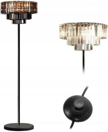 Toolight Lampa Podłogowa Stojąca Krzyształowa Czarna Black (App9253F)