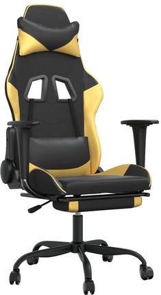 vidaXL Masujący fotel z podnóżkiem, czarno-złoty (345413)