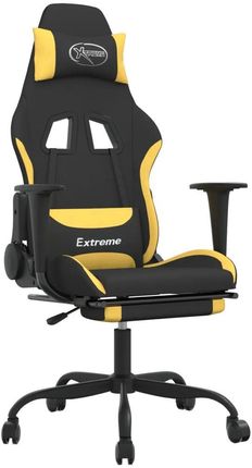 vidaXL Fotel gamingowy z podnóżkiem, czarno-żółty, tkanina (3143726)