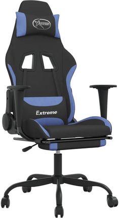 vidaXL Fotel gamingowy z podnóżkiem, czarno-niebieski, tkanina (3143729)