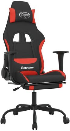 vidaXL Fotel gamingowy z podnóżkiem, czarno-czerwony, tkanina (3143731)
