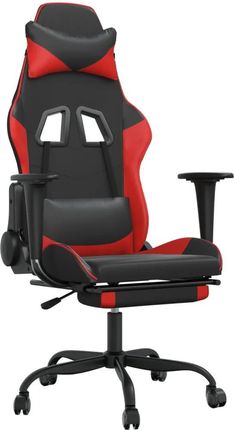 vidaXL Fotel gamingowy z podnóżkiem, czarno-czerwony, sztuczna skóra (3143654)