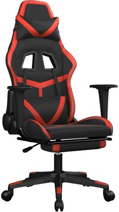 vidaXL Fotel gamingowy z podnóżkiem, czarno-czerwony, sztuczna skóra (3143677)