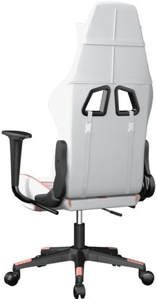 vidaXL Fotel gamingowy z podnóżkiem, biało-różowy, sztuczna skóra (3143684) - zdjęcie 4