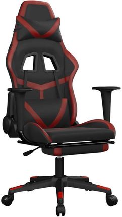 vidaXL Masujący fotel z podnóżkiem, czarny i winna czerwień (345441)