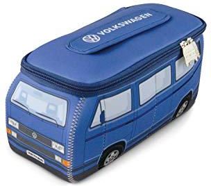 BRISA VW Collection - Volkswagen Beauty-case da viaggio in Neoprene, porta oggetti con manico, Campervan Bus T1 design (Ibisco/Rosso) (Piccolo 23 x 11 x 8 cm