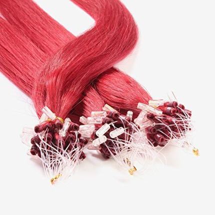 HAIR2HEART 150 X 1 G PRAWDZIWYCH WŁOSÓW MICRORING LOOP EXTENSIONS, 50 CM - GŁADKIE - #CZERWONY