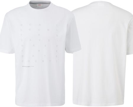 T-shirt męski s.Oliver biały nadruk - XXL