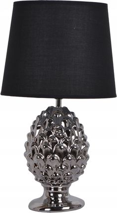 Ewax Lampa Ceramiczna Srebrna Z Czarnym Abażurem (267)
