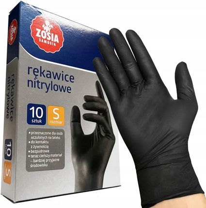 Czarne Rękawiczki Nitrylowe Rękawice 10SZT S