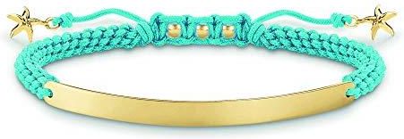 Thomas Sabo Bracciale Charm Club Donna - Argento 925 Placcato Oro E Nylon Blu, Regalo Idea Regalo