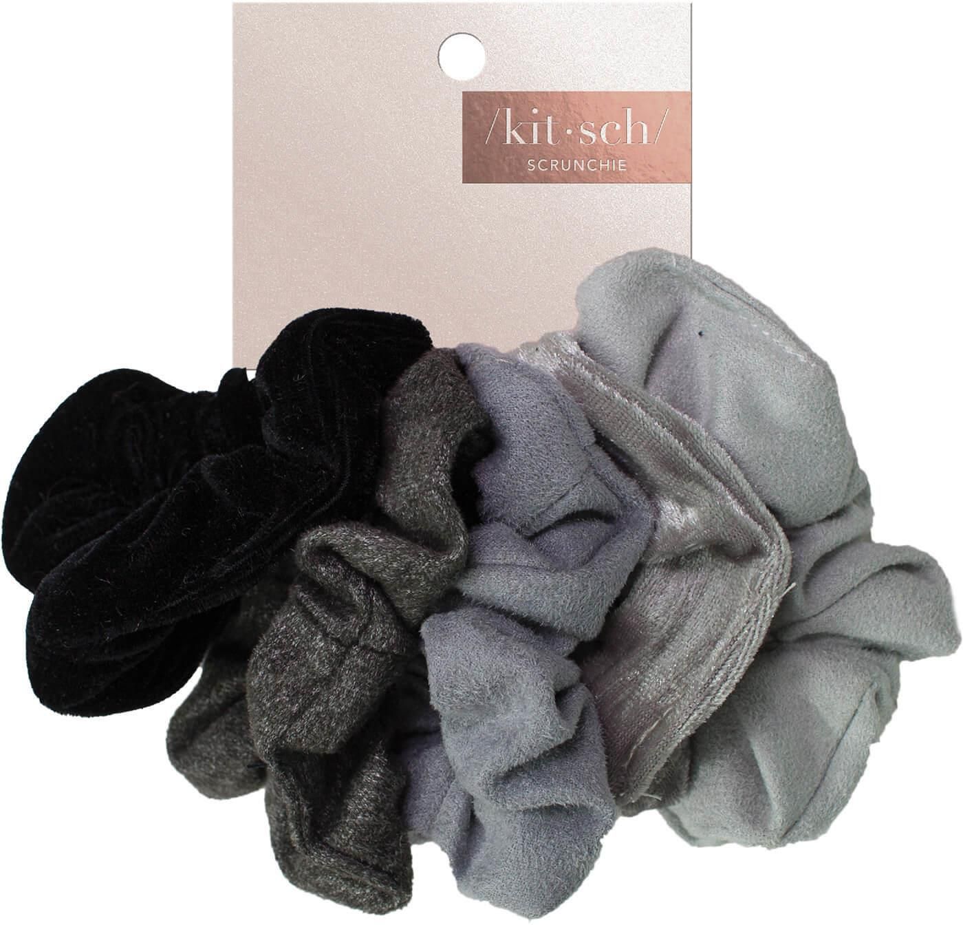 KITSCH VELVET SCRUNCHIES (VARIOUS COLOURS) BLACK/GREY Opinie i ceny
