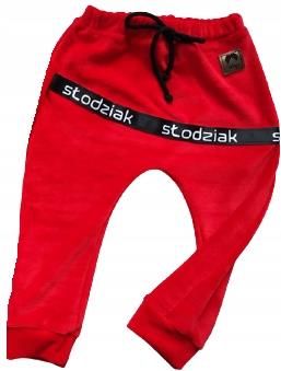 Spodnie welurowe czerwone Słodziak rozmiar 92