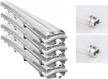 Ecolight 4 x komplet oprawa przemysłowa 2x120cm + tuby 4k (4XEC79762+8XT8120BN)