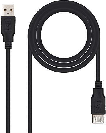 NanoCable Cavo Prolunga USB 2.0, Tipo A Maschio-femmina, 1 Metro, Nero, 10.01.0202-BK