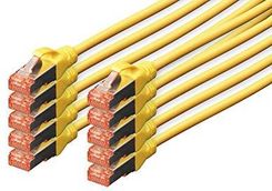 DIGITUS  LAN KABEL CAT 6-0,25M - 10 SZTUK - KABEL SIECIOWY RJ45 - EKRANOWANY S/FTP - KOMPATYBILNY Z CAT 6A I CAT 7 - ŻÓŁTY  ()