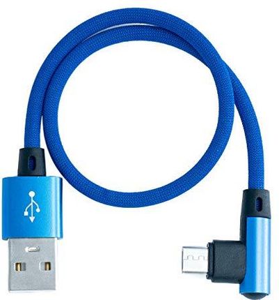 SYSTEM-S  KABEL USB 2.0 25 CM WTYCZKA MICRO B DO 2.0 A WTYK KĄTOWY PLECIONY NIEBIESKI  ()