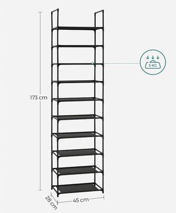 SONGMICS 10 POZIOMOWY PIONOWY STOJAK NA BUTY 173CM - zdjęcie 4