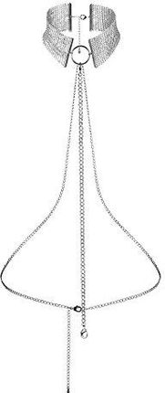 Bijoux Indiscrets Desir Metallique Collar – Obroża I Łańcuszek Jako Biżuteria Do Ciała Z Metalu Srebrna