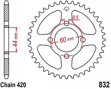 JT SPROCKETS ZĘBATKA TYLNA 45Z 420 YAMAHA DT 50 80 FS1 RD TY 50