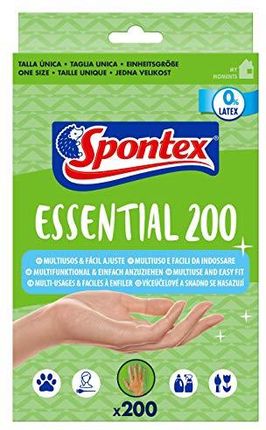 Spontex Essential Rękawiczki Jednorazowe Wielofunkcyjne W Rozmiarze Uniwersalnym Bez Lateksu Uniwersalne Zastosowanie Przezroczyste On