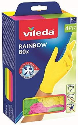 Vileda Rainbow Nitril 80 Rękawiczki Jednorazowe 100% Nitryl 4 Kolorowe Kolory Rozmiar: M L Sztuk