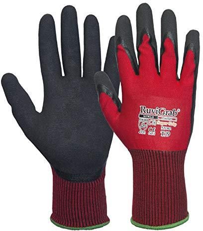 Guanti Da Lavoro Ruvigrab In Nylon Con Rivestimento In Nitrile Alimentare - Anti Scivolo, Morbidi E Traspiranti