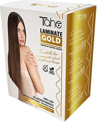 Tahe Laminat Gold Zestaw Do Pielęgnacji Wygładzania Laminowania Szampon + Maska Do Włosów + Krem Do Stylizacji 700 Ml
