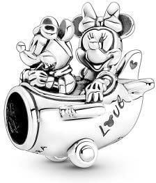 Pandora Disney Charm "Mickey & Minnie Im Samolot" Srebrny 790108C00 One Size Srebro Szterlingowe Nie Zawiera Kamieni Szlachetnych