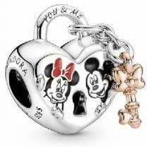 Pandora Rose Disney Charm "Mickey & Minnie Kłódka Serce" Srebrna 14K Różowa Pozłacana 780109C01 One Size Srebro Szterlingowe Nie Zawiera Kamieni Sz