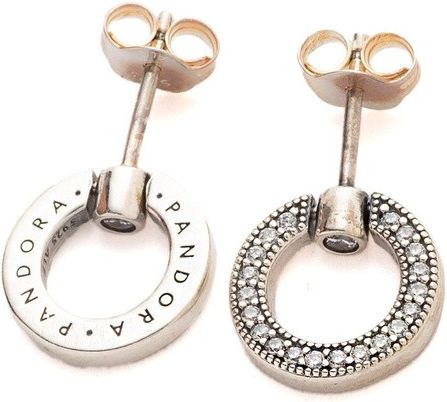 Pandora Kolczyki Pavé & Logo Kreis Srebrne, Cyrkonia 299486C01, Srebro ...