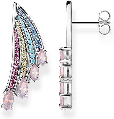 Orecchini Donna Thomas Sabo Argento Sterling 925 Annerito - A Forma Di Ala Di Colibrì, Pietre Arcobaleno, H2102-348-7 - 2