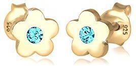 Elli Dziecięce Kolczyki Sztyfty Kwiat Różowy Z Kryształkami Ze Srebra Wysokiej Próby 925, Szlif Fasetkowy, Kryształ