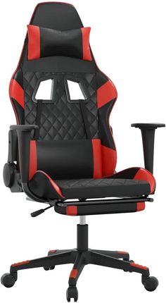 vidaXL Fotel gamingowy z podnóżkiem, czarno-czerwony, sztuczna skóra (3143765)