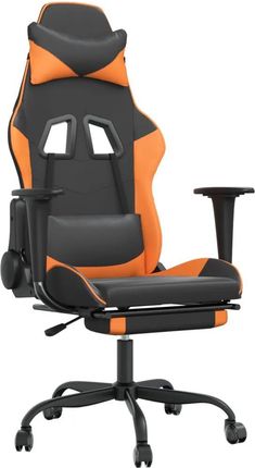 vidaXL Masujący fotel gamingowy z podnóżkiem, czarno-pomarańczowy (345417)