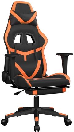 vidaXL Masujący fotel gamingowy z podnóżkiem, czarno-pomarańczowy (345440)