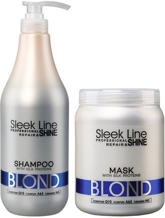 Stapiz Sleek Line Blond - Zestaw Neutralizujący Żółte Odcienie Włosów Szampon 1000Ml I Maska 1000Ml