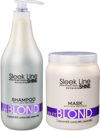 Stapiz Sleek Line Violet Blond - Zestaw Ochładzający Kolor Włosów Szampon 1000Ml I Maska 1000Ml