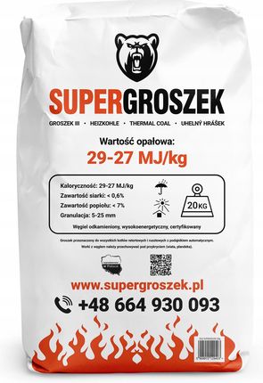 SUPERGROSZEK - WĘGIEL EKOGROSZEK 29-27 MJ (1 TONA) 7325352