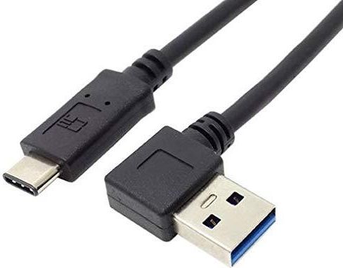System-S USB-C Auf USB-A Adapterkabel – 90° Gewinkelt, 89 Cm, Schwarz