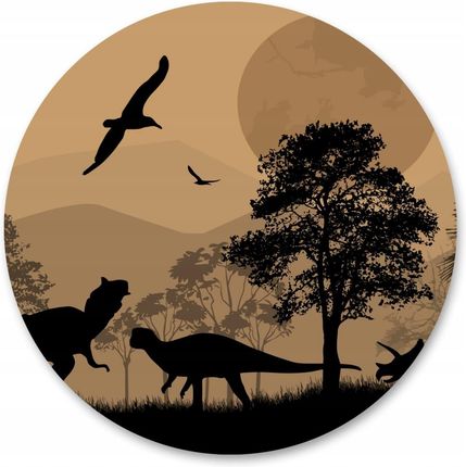 Muralo Naklejka W Kole Dinozaury Zwierzęta Ozdoba 100x100